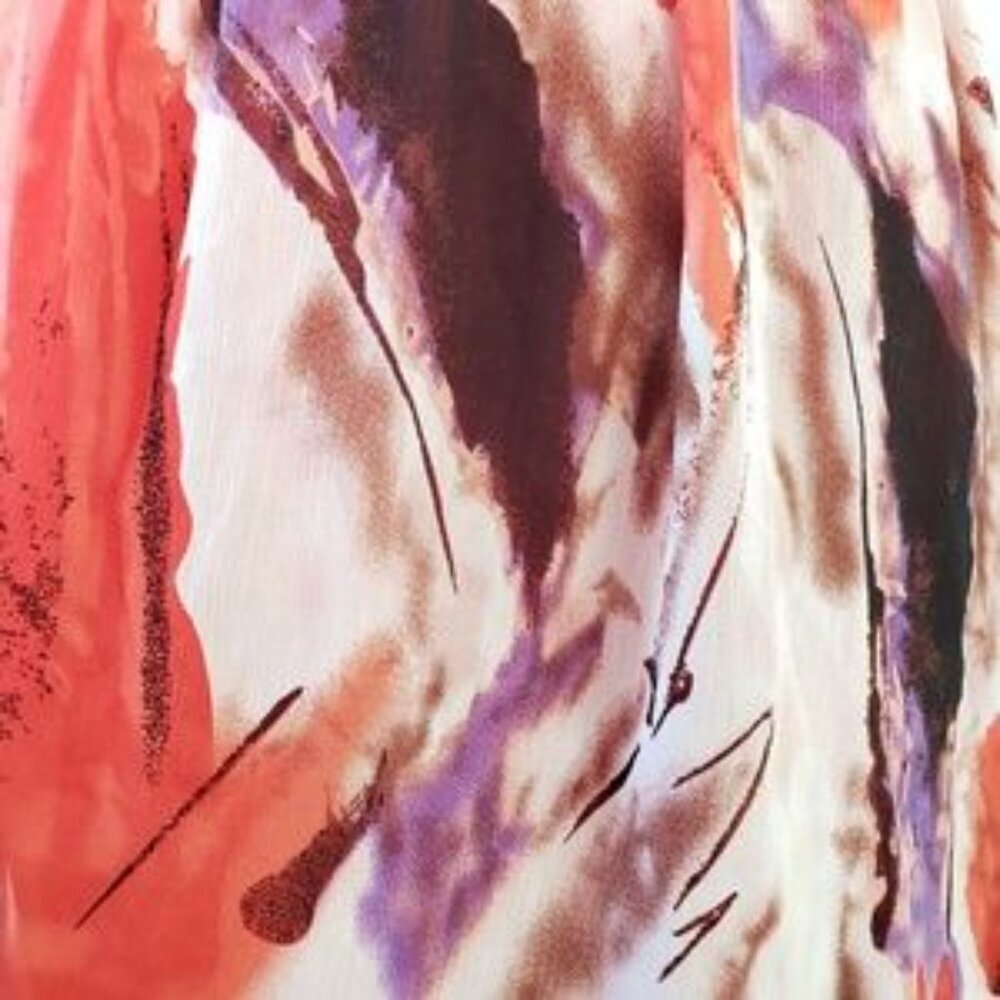 Vibrant Red & Purple Abstract Print Sleeveless Dress - Picture 2 of 4